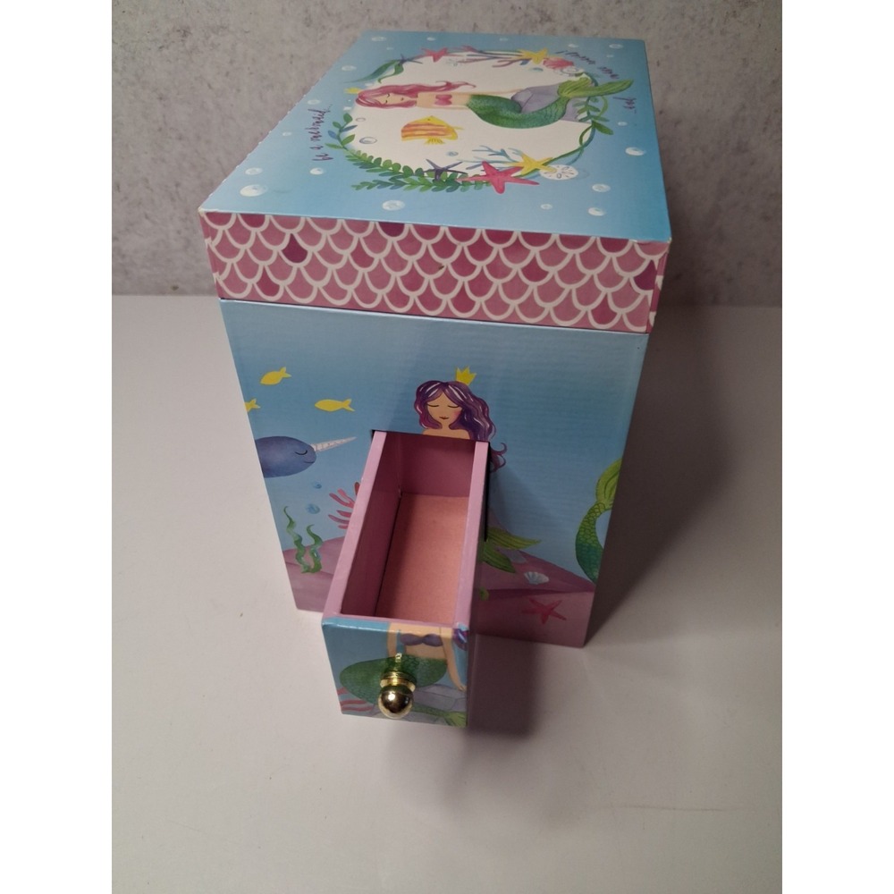 Wooden Musical Jewelry Box,Jewel Keeper Mermaid Design withUnderwater Theme - Picture 3 of 7